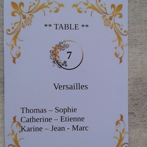 carte plan de table "chic", personnalisable