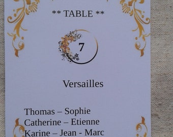 carte plan de table "chic", personnalisable