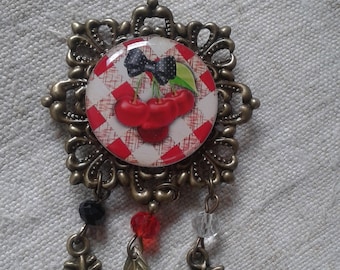 "cherry and fruit" brooch