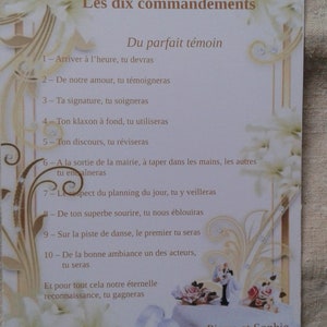 lot de 2 cartes identiques ivoires, "les 10 commandements du témoin, personnalisables