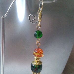 Boucles D'oreilles Perles Translucides Orange - Courtes Près Du Lobe, Plastique Et Alliage, Neuf