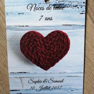 carte "noces de laine" avec un coeur en laine, 4 modèles au choix, personnalisable image 6