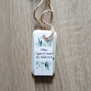 cadeau invité, lot de 5 suspensions parfumées avec étiquette personnalisable