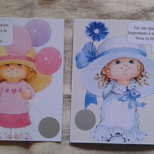 lot de 2 cartes à gratter petite fille "demande de parrain et marraine", personnalisables
