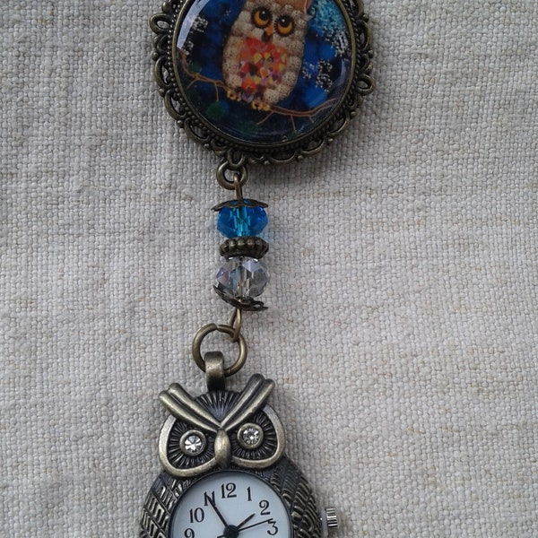 broche montre "hiboux"