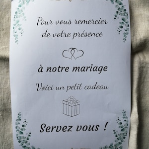 affiche "servez-vous " pour cadeaux invités, personnalisable, 3 modèles au choix
