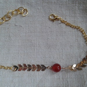 bracelet &quot;chain spike and red agate&quot;