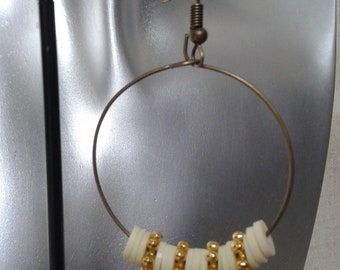 Creole earrings "light yellow heishi beads"
