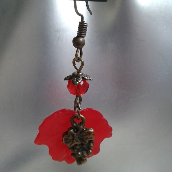 boucles d'oreilles Automne feuille rouge"