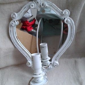 wall lamp, mural, white patinated mirror