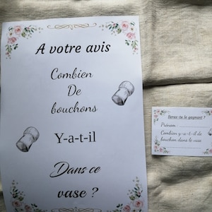 le jeu des bouchons, personnalisable, 4 modèles au choix