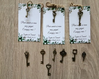 set of 20 additional keys with their cards, for the padlock game for bouquet or garter, customizable