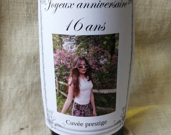 bottle label, for a birthday, customizable