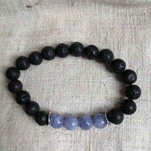 Damenarmband „Lavaperlen und Angelit“