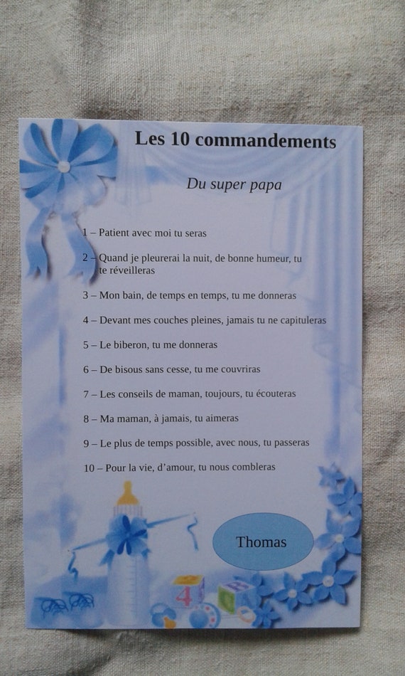 Carte Bebe Garcon Et Biberon Les 10 Commandement Du Super Etsy
