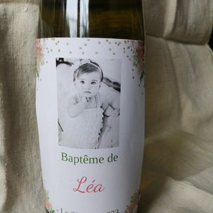 étiquette pour bouteille, baptême, anniversaire, personnalisable image 1