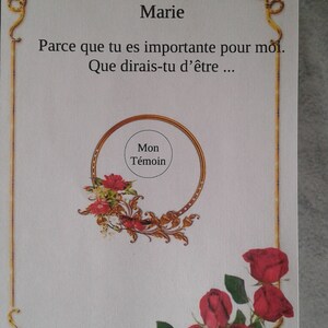 carte à gratter, roses rouges, "demande de témoin", personnalisable