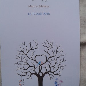 arbre à empreintes  couple de mariés  aspect flouté, pour un mariage, personnalisable