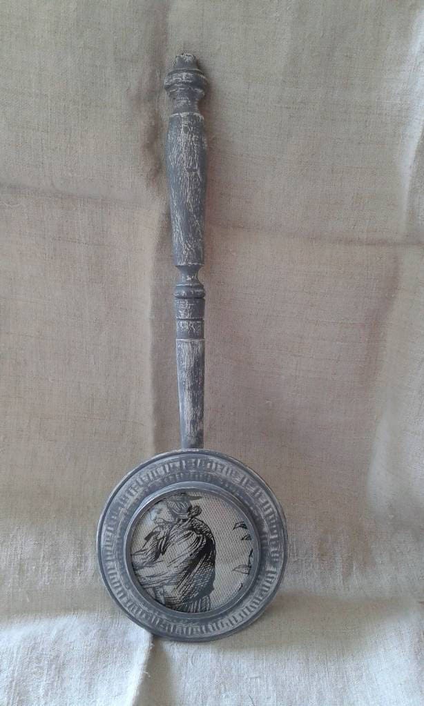 Baromètre Transformé en Petit Cadre Patiné Gris