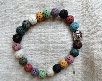Bracelet "Lava beads and Buddha head"