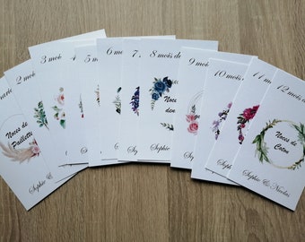 lot de 13 cartes "notre première année de mariage", personnalisables