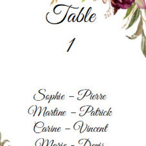 ensemble invitation de mariage, roses bordeaux, personnalisables