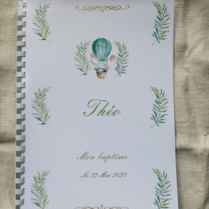 Baptism guest book, girl or boy, customizable, 6 models to choose from