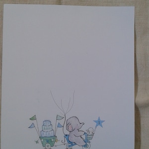 arbre à empreintes   petit éléphant, pour l'anniversaire d'un petit garçon, personnalisable