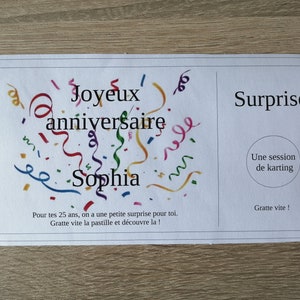 gift card, scratch card, for a birthday, customizable