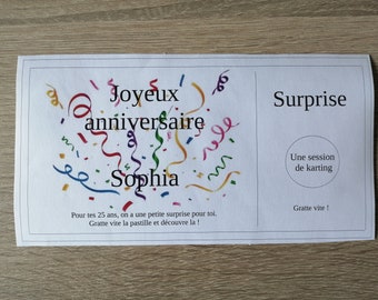 gift card, scratch card, for a birthday, customizable