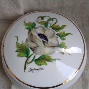 bonbonnière, à motif fleur, en porcelaine
