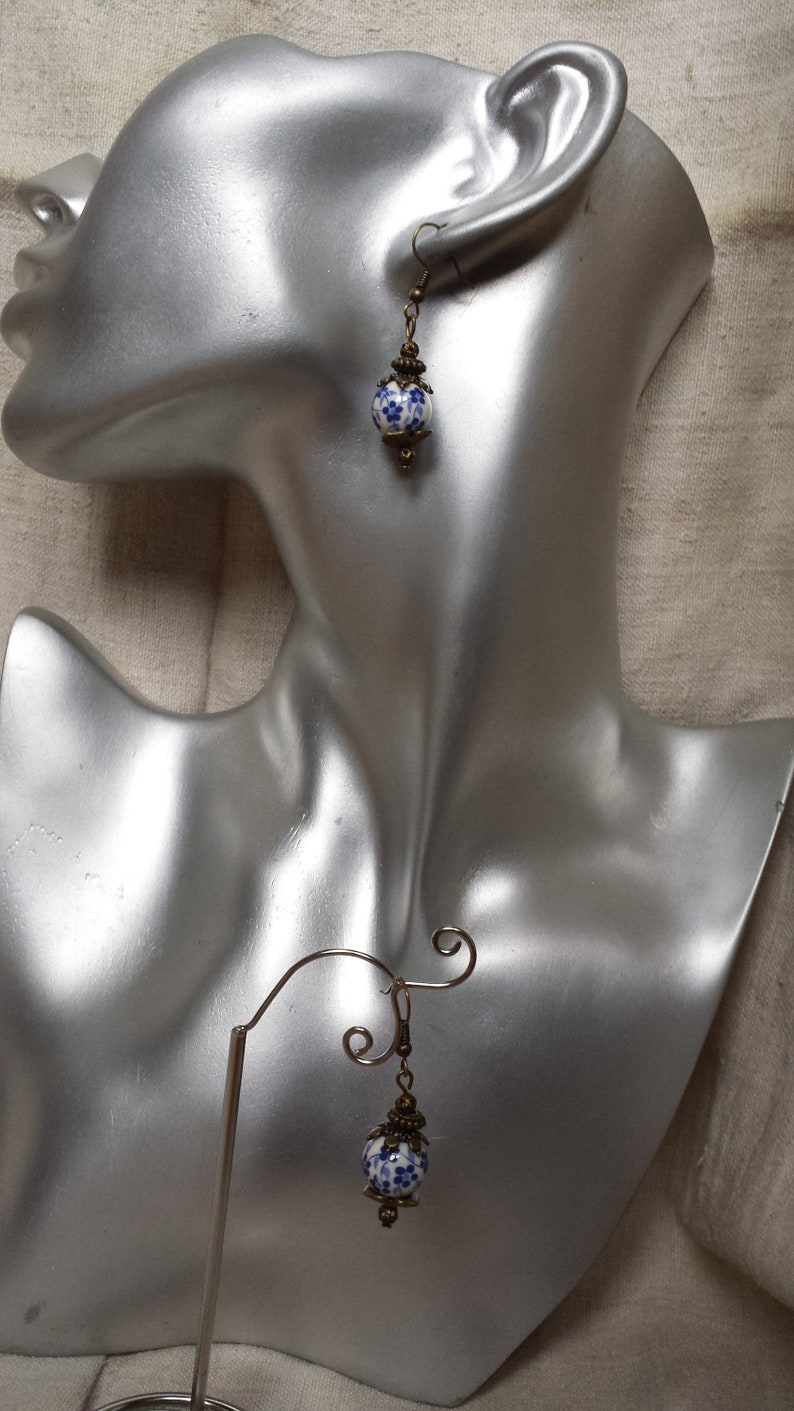 flowers and bronze Pearl earrings