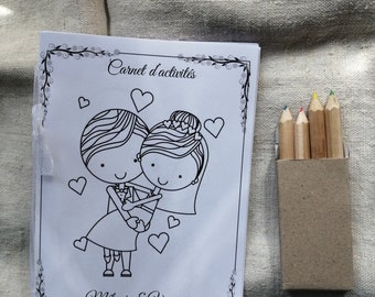 Livret d'activités de mariage, pour enfant, avec crayons,  24 activités