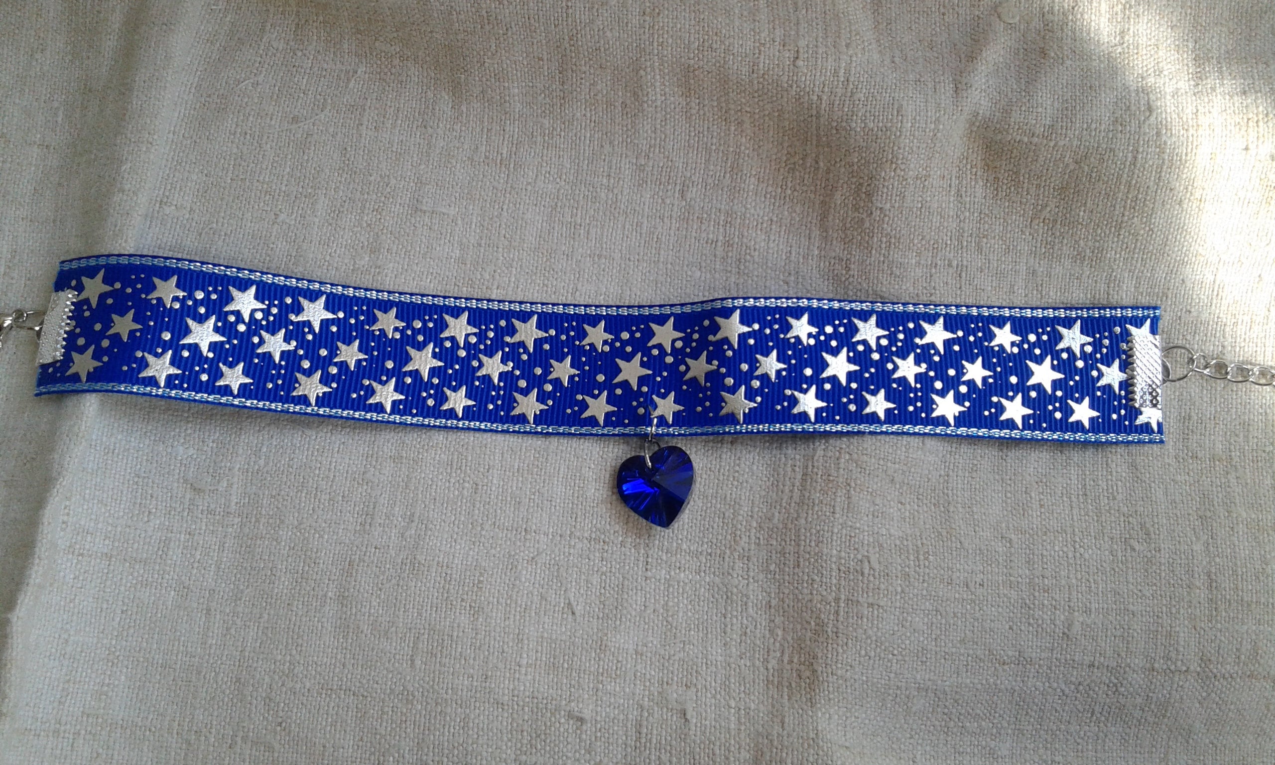 Collier Bijou Pour Chat Ruban Étoile et Coeur Bleu