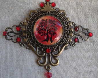 broche "arbre et chat"