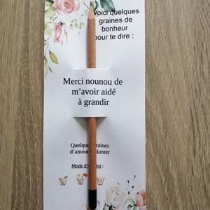 crayon à planter, cadeau de remerciement pour nounou, personnalisable, 4 modèles disponibles