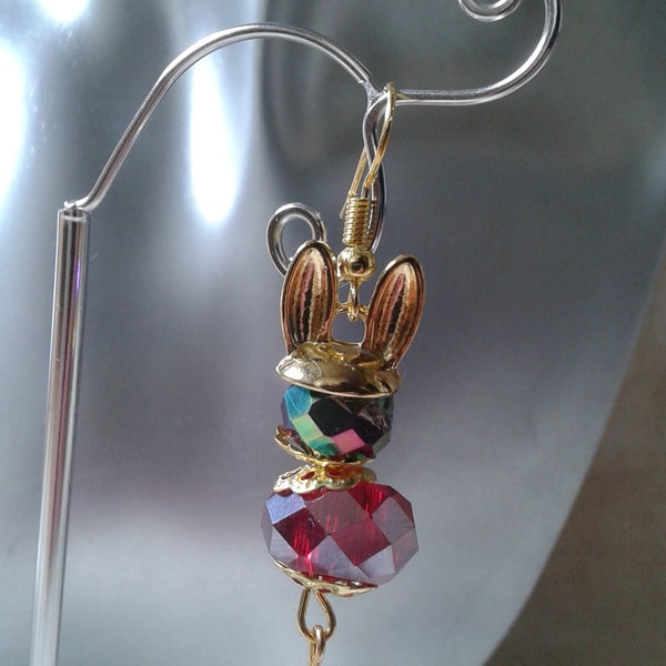 boucles d'oreilles "lapin en perles"