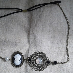 headband &quot;black and white cameo&quot;