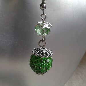 earrings &quot;pearl green shamballa&quot;