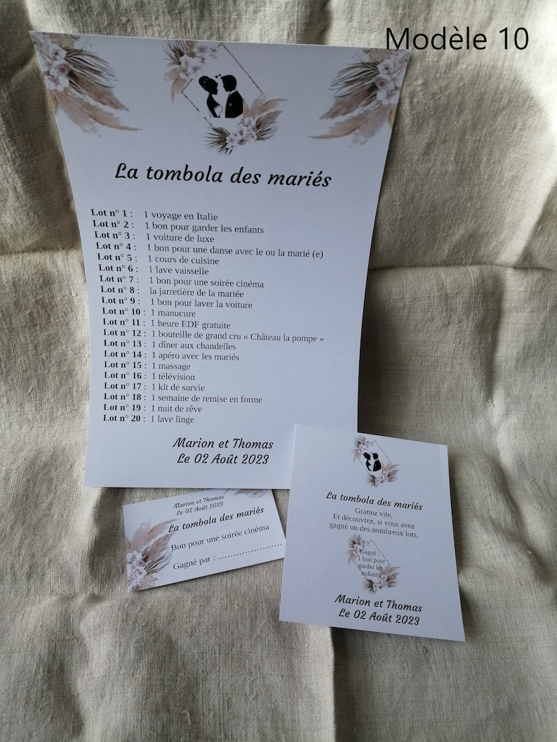 carte à gratter "jeu tombola des mariés", personnalisables, 10 modèles au choix image 10