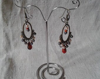 Earrings bronze and small beads