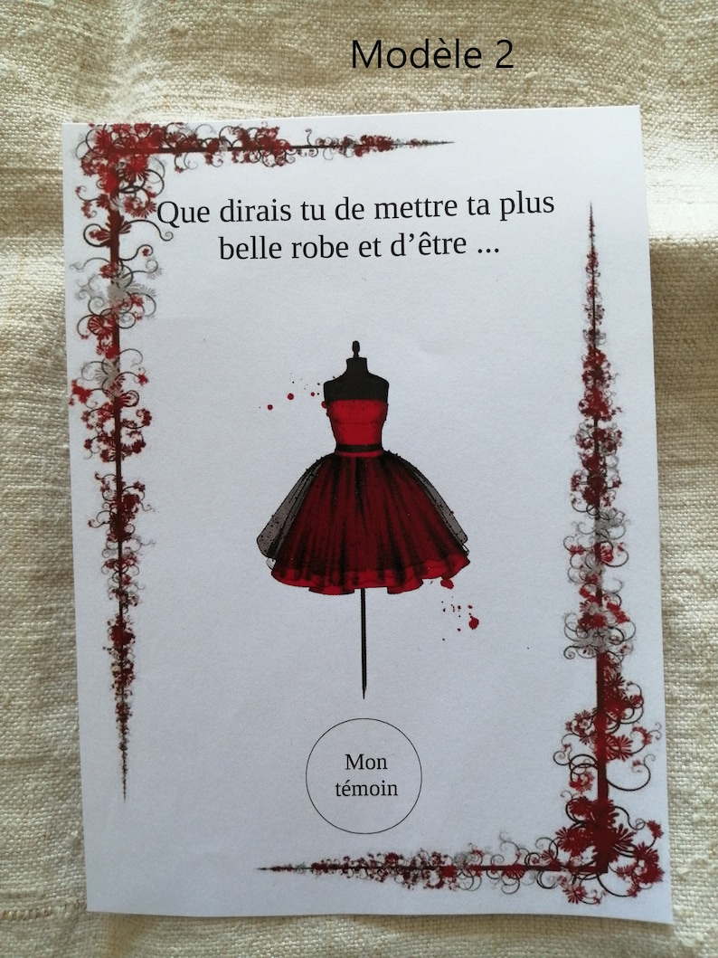 carte à gratter "demande de témoin femme", 3 modèles au choix, personnalisable 画像 2