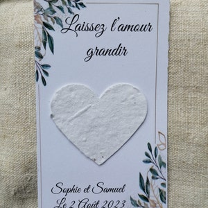 cadeau invité "carte et son coeur à planter", personnalisable, 9 modèles au choix
