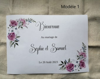 cartel de bienvenida para una boda, personalizable, 5 modelos a elegir