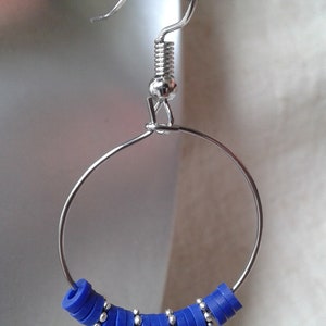 Creole earrings "blue heishi pearls"