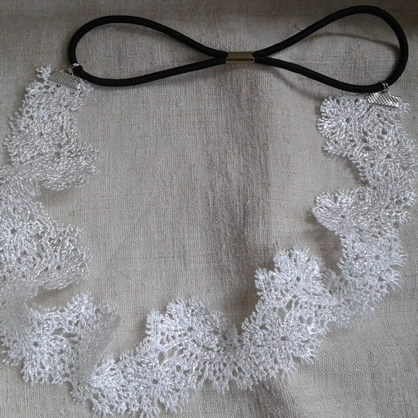 headband "dentelle florale blanche"