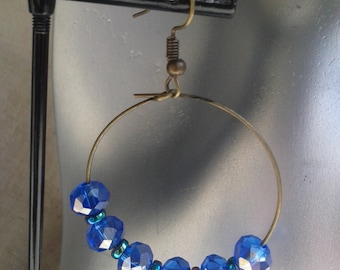Creole earrings "blue pearls"