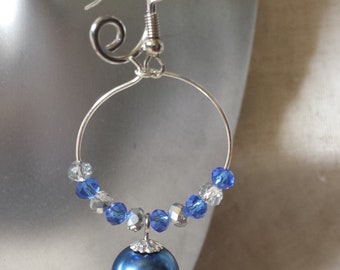 Blue hoop earrings