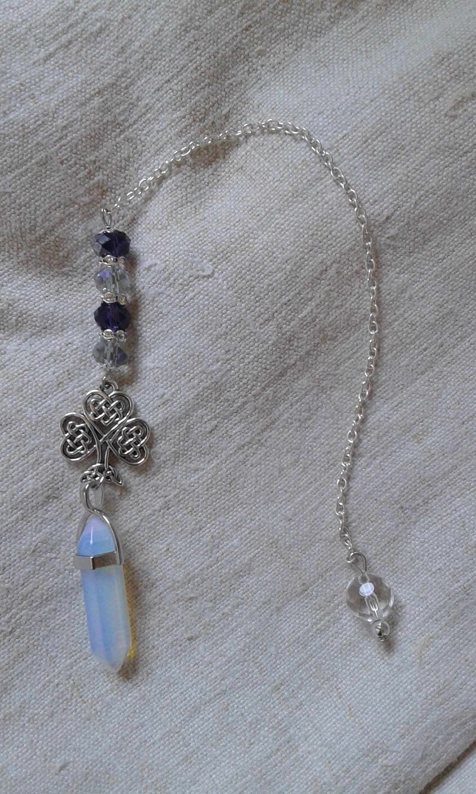 Pendule de Radiesthésiste Opale Blanche et Arbre Vie