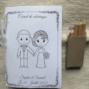 Wedding coloring book, for children, with pencils, 24 coloring pages